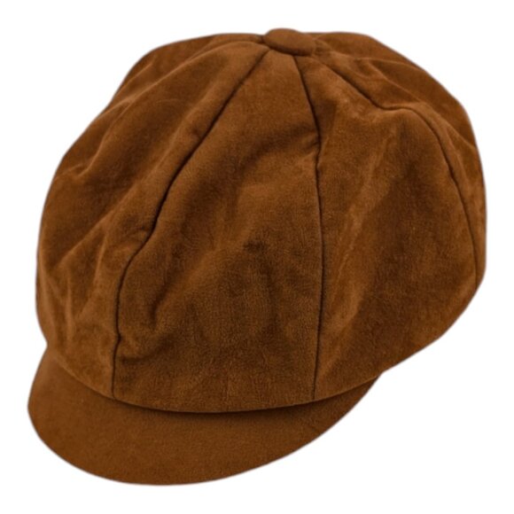 Newsboy Cap Brown Faux Suede Boho Style Cap Women's 21-22" Diameter - Picture 1 of 5